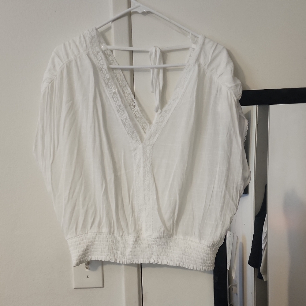 Lily Star White Puff Sleeve Smocked Blouse Indie Sleeze Fairycore Style